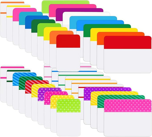 Jovitec 800 Pieces File Tabs Sticky Index Tabs 1 Inch and 2 Inch Writable and Repositionable Filing Tabs Color Tabs for Page Binders Folder Notebooks Book Markers Reading Notes Classify Files