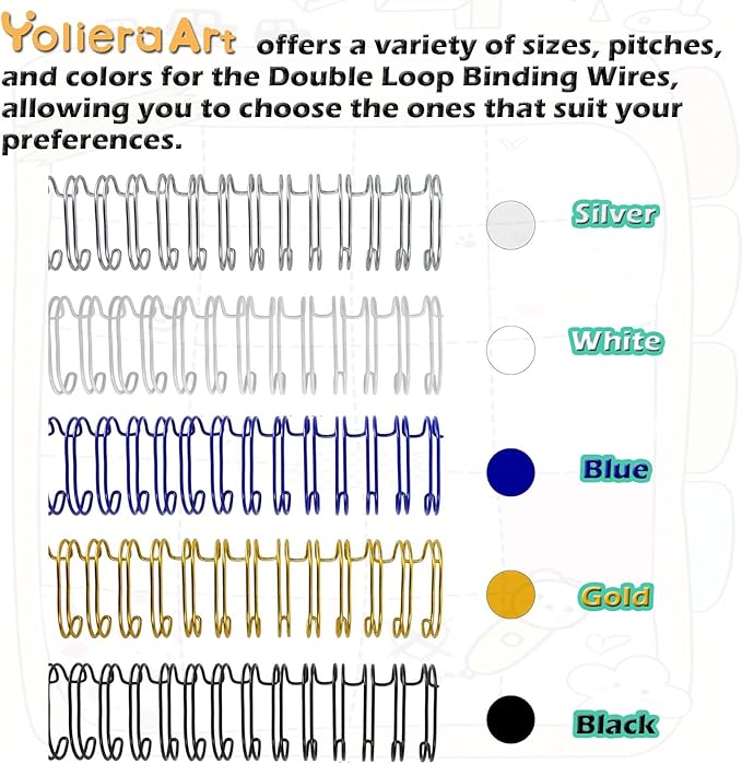 100 Pack Metal Twin Loop Binding Wire Coils, 34-Loop, 3/4" Cinch Book Binding Wire, 3:1 Pitch, YolieraArt Double Loop Bindings180 Sheet Capacity Fit for School Office Notebook Maker Silver