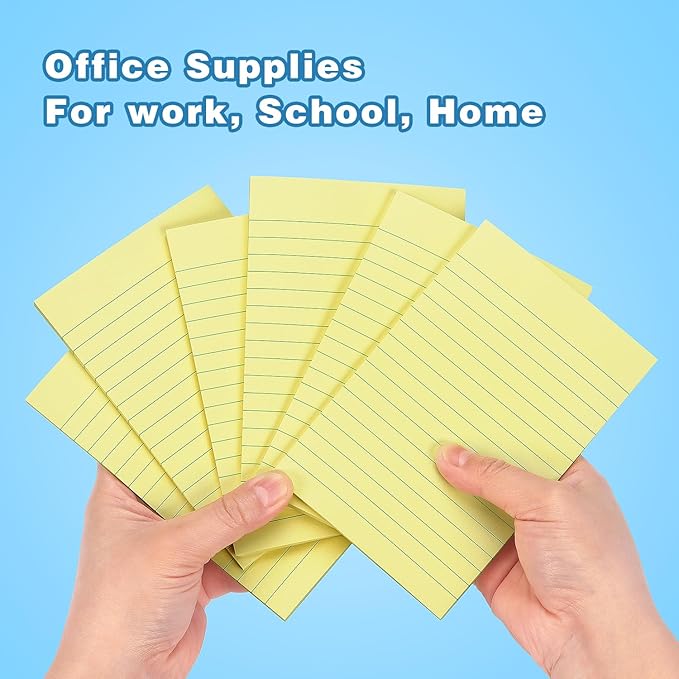 Early Buy 6 Pads Lined Sticky Notes with Lines 4x6 Self-Stick Notes Bright Color Sticky Notes, 45 Sheets/Pad (Yellow)