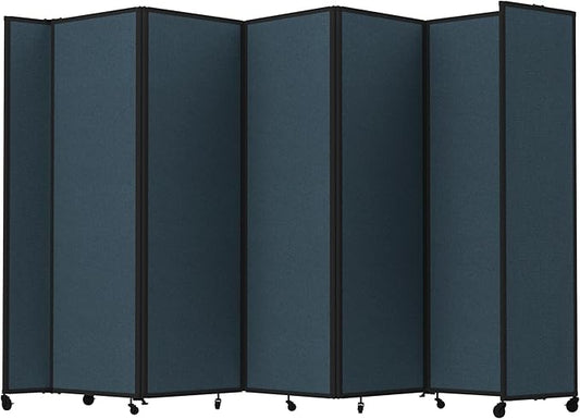Versare Room Divider 360 Portable Wall Partition | Folding Panels | Large Freestanding Divider | Locking Wheels | Temporary Room Separator