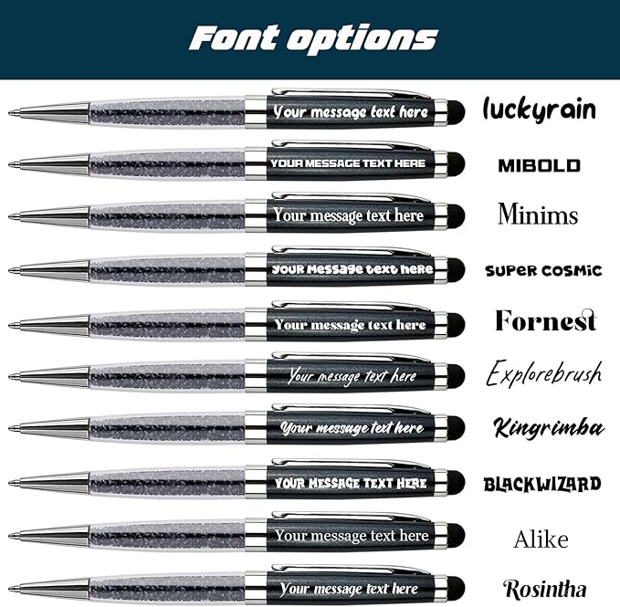 Personalized Business Pens with Stylus - Custom Engraved Metal Ballpoint Pen for Executives, Teachers, and Students. Ideal Gift for Graduations, Promotions 12pcs/Pack