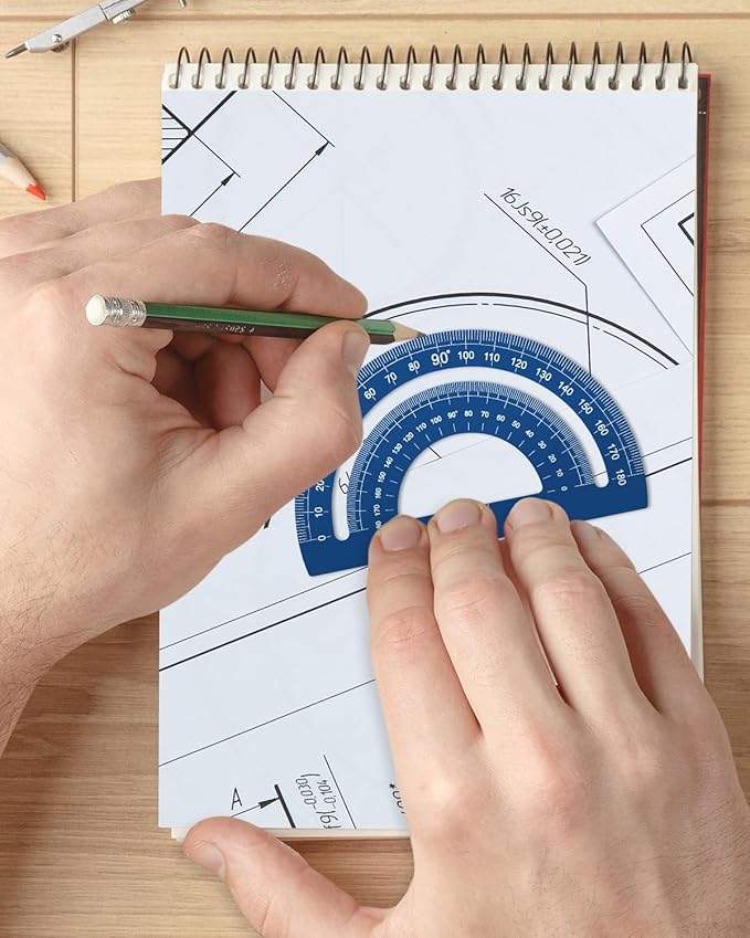 Honagu Triangular Ruler Set, 8 Pieces/2 Sets Aluminum Alloy Ruler, Metal Drafting Ruler, Geometric Protractor for Students, Draftsmen, Engineers, School Office Supplies (Blue+Blue)