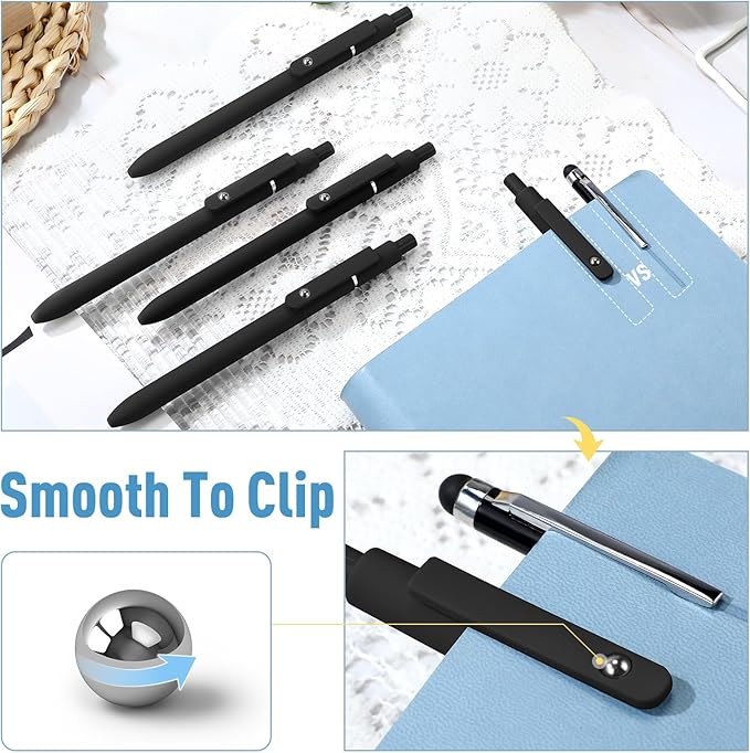 Thenshop Gel Ink Pen Retractable Ballpoint Pens with 0.5 mm Black Click Refill Smooth Writing Cute Quick Dry Fine Point Piloting Aesthetic(20 Pcs,Black Color)
