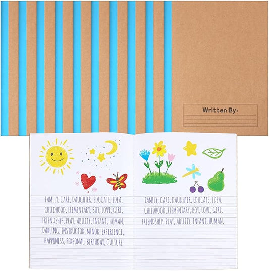 Henoyso 20 Pcs Primary Composition Notebook 9 3/4 x 7 1/2 Inch Kids Journal, Back to School Supplies, K-2 Primary Writing Notebook for Kids Student Draw and Write Story Journal (Blue)