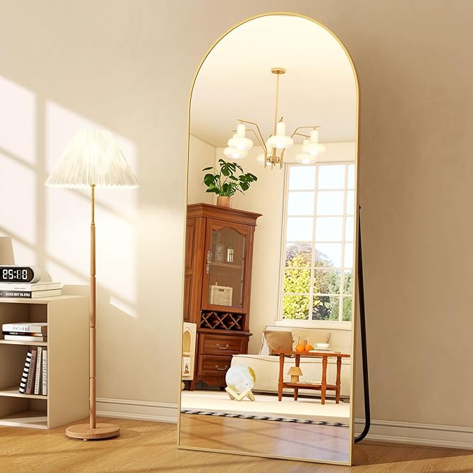 65"x24"Arched Full Length Mirror - Floor Mirror- Aluminum Alloy Frame Full Body Mirror for Bathroom Living Room Bedroom and Entryway Gold