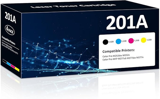 201A Toner Cartridges 4 Pack Compatible for HP Color Laserjet Pro M277dw Reaplacement for HP201A 201X Set High Yield with M252dw MFP M277dw M277n M277c6 Printer (Black/Cyan/Magenta/Yellow)