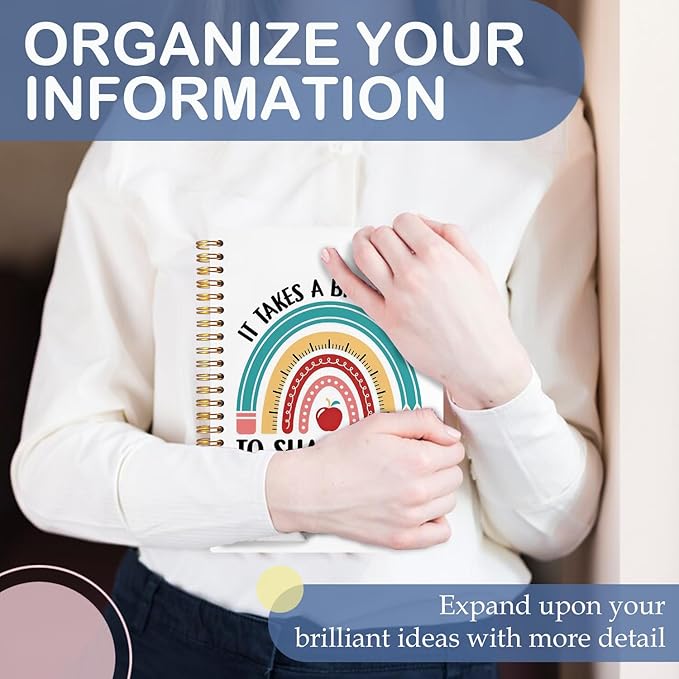 SNNDER Boho Rainbow Teacher Notebook Journal, Teacher Appreciation Gifts, Back To School Gifts for Teachers, It Takes a Big Heart to Shape Little Minds Hardcover Spiral Notebooks 5.5x8.3 Inch