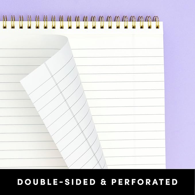 PAPERAGE Top Bound Spiral Notebook, 6 Pack, Lined Notepad, (Raspberry/Marigold/Mint), 70 Sheets (140 Pages) Per Notebook, Wide/Legal Ruled, 8.5 inches x 11 inches