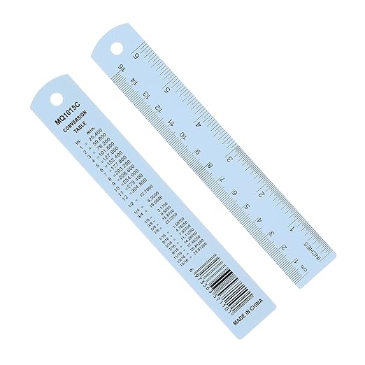 PATIKIL 15cm/6" Metal Ruler, 2 Pack Aluminum Alloy Rulers with Centimeters, Millimeters, Inches and Conversion Table Straight Edge Ruler for Writing Machinist Drafting, Blue