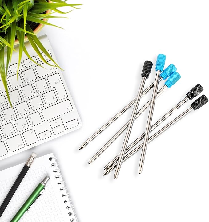 TecUnite 20 Pieces 2.75 Inch Ballpoint Pen Refills for Diamond Crystal Stylus Pens with Black Velvet Bag Supplies(Black and Blue Refill)