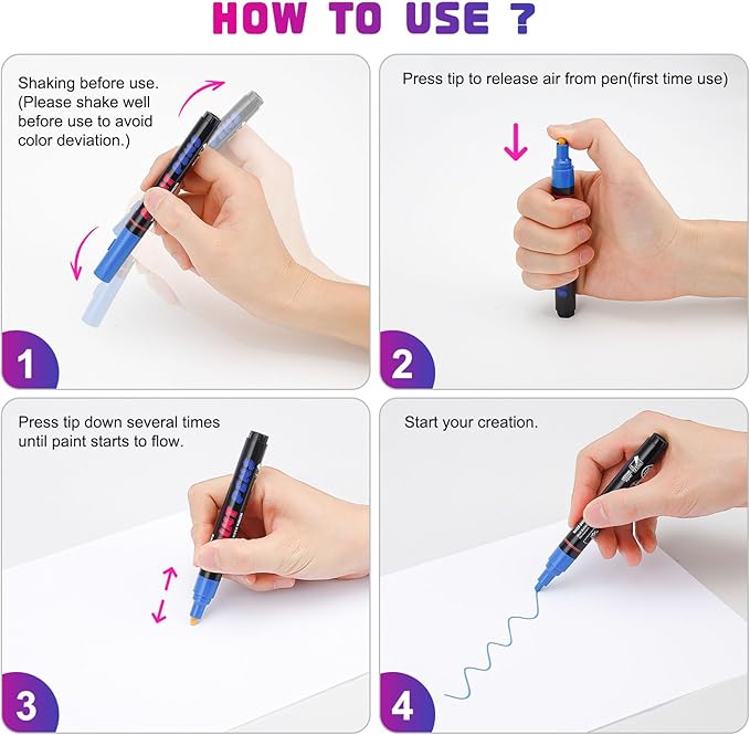 Red Paint Pens Paint Markers - 2 Pack Permanent Quick Dry Waterproof Marker Pens for Rocks Wood Fabric Plastic Canvas Glass Mugs Metal Tire Stone