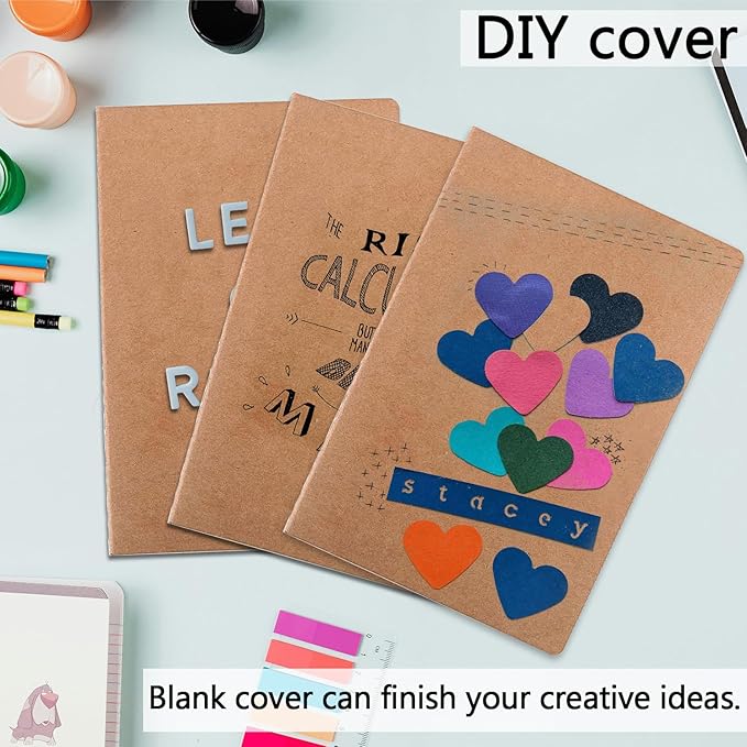 30 Pack Blank Kraft Notebook A5 Soft Cover Kraft Notebooks Journals Writing Diary Subject Notebooks 30 Sheets 60 Pages for Journaling, Travelers, School and Office