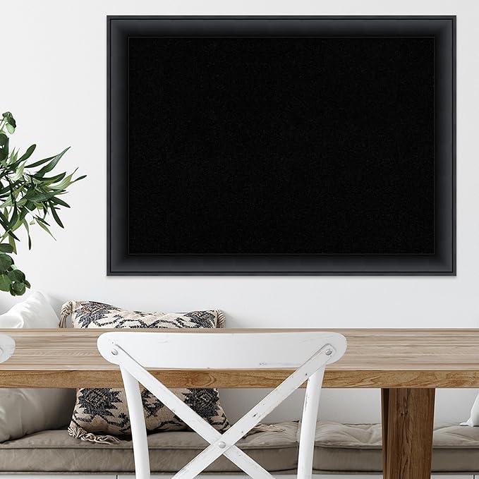 Amanti Art Black Cork Board for Wall, 23x31 Vision Board with Black Wood Frame, Medium Corkboard Office Decor for Home Organization, Modern Corkboard Pinboard to Display Items for Home Organization