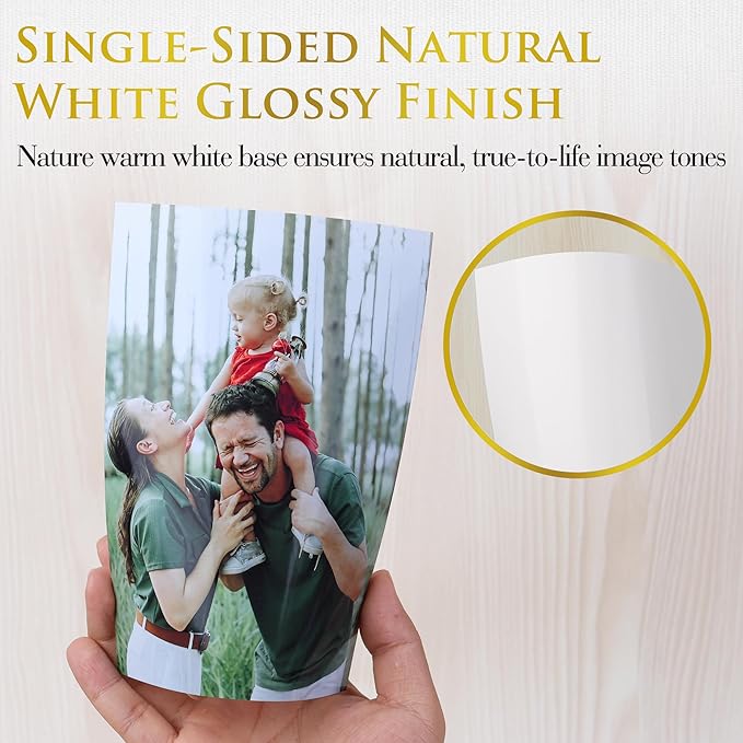 A-SUB Inkjet Glossy Photo Paper 5X7 Inches 48lb 180gsm Professional Glossy Photographic Paper for Inkjet Printers Dye Ink 100 Sheets