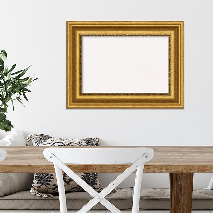 Amanti Art White Cork Board for Wall, 18x24 Vision Board with Gold Frame, Small Corkboard Office Decor for Home Organization, Traditional Corkboard Pinboard to Display Items for Home Organization in
