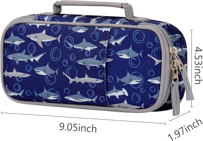 Choco Mocha Shark Pencil Case for Boys, Soft Pencil Case Kids Pencils Pouch for Kindergarten Boys, Blue