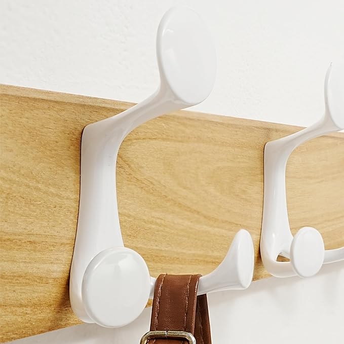 SKOLOO 43-Inch Natural Wood Coat Rack Wall Mount with 8 Triple Hooks - Ideal for Family Entrances, Classrooms, and Pet Supplies Storage - Perfect Coat Hooks for Wall