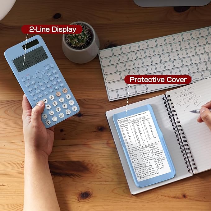 NEWYES Scientific Calculator for Students, 2-Line Math Calculator with Dust Cover, Middle and High School Supplies for Sudents