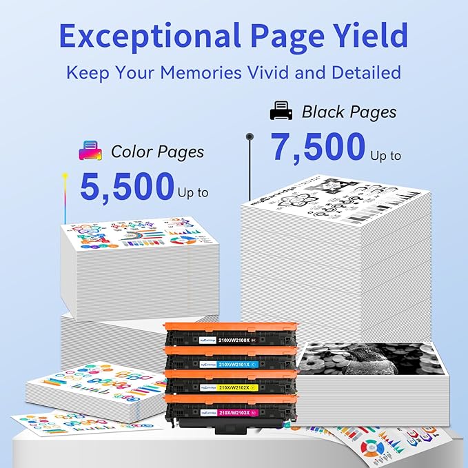 210X Toner Cartridges 4 Pack High Yield (with Chip) Compatible Replacement for HP 210X 210A for Color Laserjet Pro MFP 4301fdw 4301fdn Pro 4201dw 4201dn Series Printer Ink W2100X W2100A (BCMY, 4-Pack)