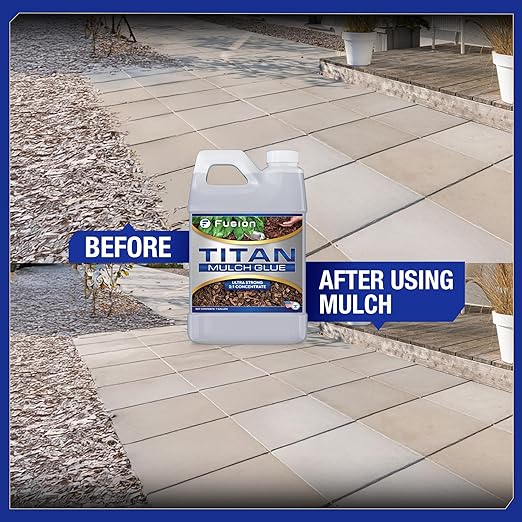 Titan Mulch Glue for Landscaping, Fast-Dry, Non-Toxic, Strong Mulch Glue for Rocks, Prevents Washout & Erosion in Flowerbeds & Gardens, Long-Lasting Stabilizer (128 Fl Oz) by Fusion Chemical