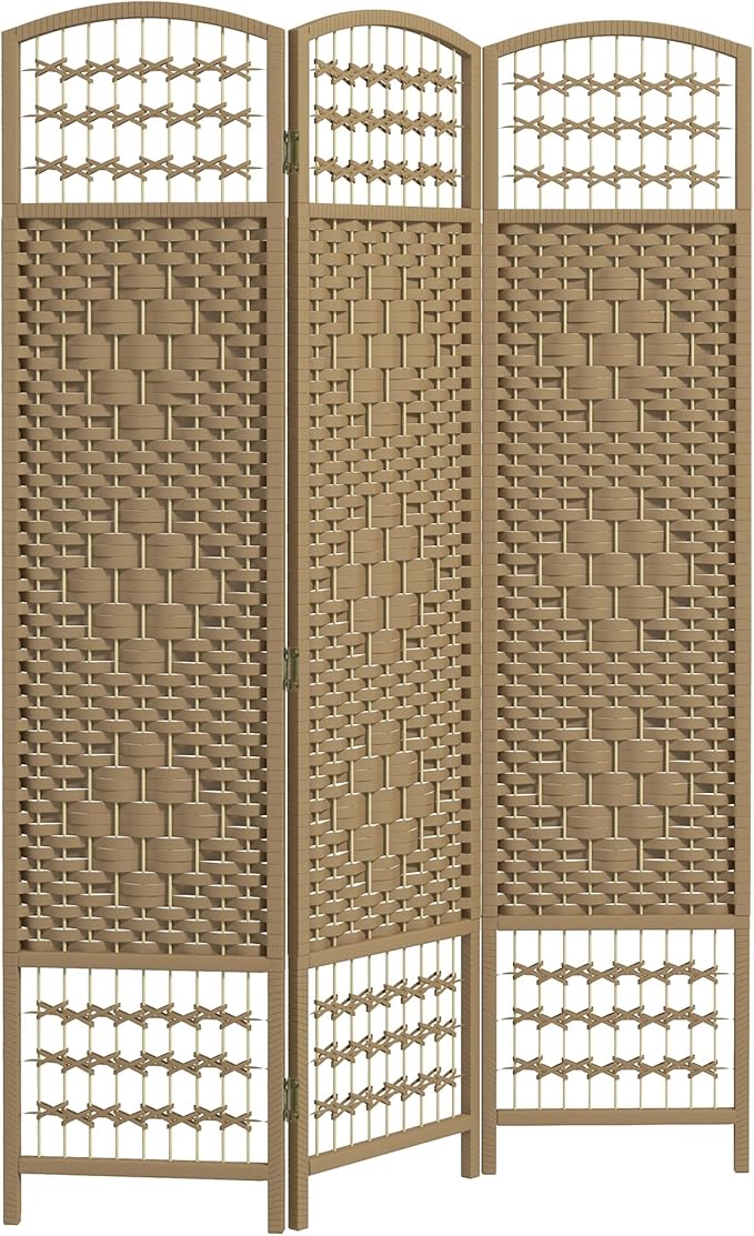 NicBex Room Divider 3 Panel Room Dividers with Woven Paper Design Partition Room Dividers and Folding Privacy Screens 5.6 FT Wall Divider for Office, Room Separation,47.25"W x 0.5"D x 67"H, Natural