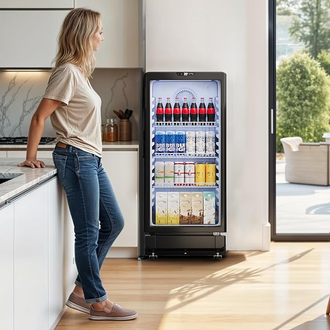 YITAHOME 6 CU.FT. Commercial Beverage Display Refrigerator with Single One Glass Door, Drink Beer Fridge Cooler for Office Garage Bar Gym with Locking, Led & 2 Keys