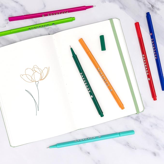 PAPERAGE Blank Journal Notebook, (Navy), 160 Pages, Medium 5.6 in x 8 in - 100 GSM Thick Paper – Hardcover Journaling Notebook for Work, School, Note Taking or Sketching