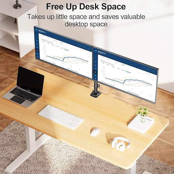 MOUNT PRO Dual Monitor Mount Fits 13-32 Inch/17.6lbs LCD Screen, Computer Monitor Desk Mount, Articulating Monitor Arm, Height Adjustable Display Stand for 2 Monitors, VESA Mount 75x75/100x100mm