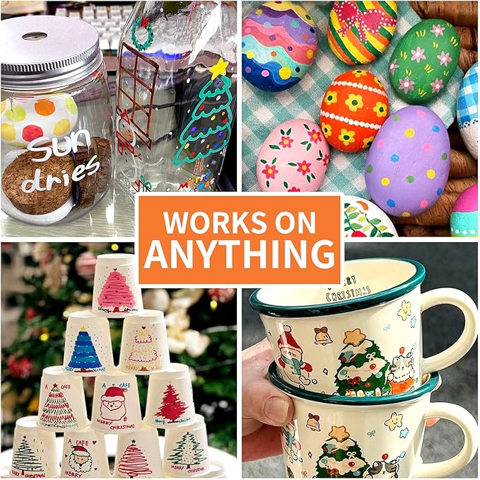 Paint Pens Paint Markers Red - Permanent Markers Oil Based for Metal Wood,Pens for Metal, Car Tyre,Plastic, Ceramic, Plastic, Canvas, Rock Painting, Glass, Craft Supplies