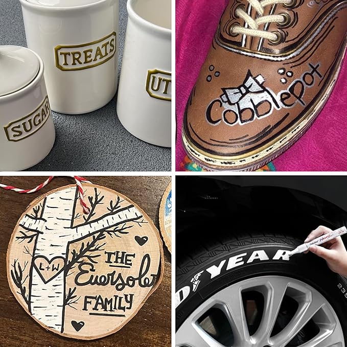 Overseas 48 Red Paint Pens, Oil Based Permanent Markers Set - Quick Drying, Waterproof, Fade-Resistant, Medium Tip Paint Markers Bulk for Wood, Metal, Rock, Ceramic, Plastic, Canvas, Glass, Rubber