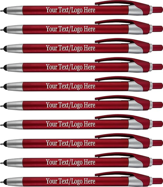 Personalized With your Custom Logo or Text Pens-Pack of 450- for Marketing, Parties, and Events, 2 in 1 Capacitive Stylus & Ballpoint Pen Compatible With Touchscreen Devices, Blue Ink, Red Pens