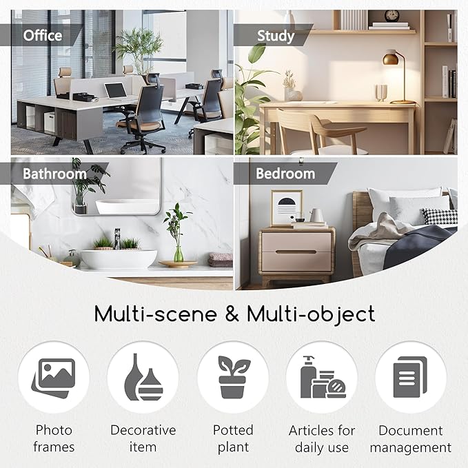 Jerry & Maggie Desktop Organizer Office Storage Rack Adjustable Wood Display Shelf Free Style Double H, Multi-Functional Mini Bookshelf for Desk Natural Stand (White)