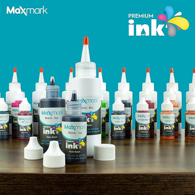 MaxMark Premium Refill Ink for self Inking Stamps and Stamp Pads, Sky Blue Color - 2 oz.