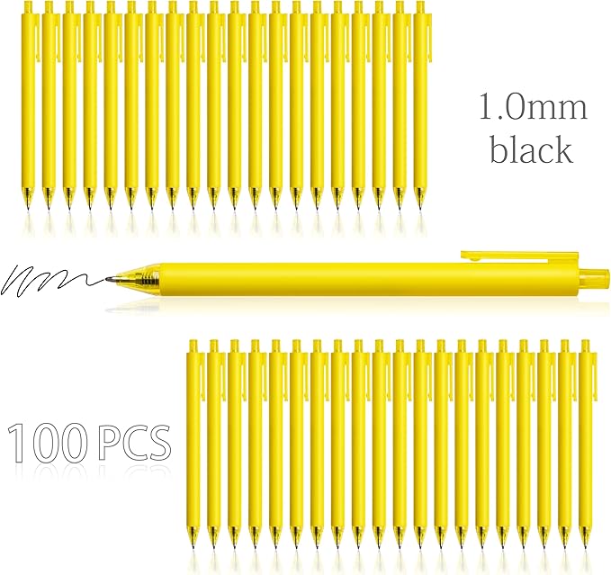 CRYLLIS Pens Bulk, 100Pack Black Pens,Black Ink Ballpoint Pens for Smooth Writing,No Smear,Office Supplies,Back to School Gifts,School Teacher,1.0mm