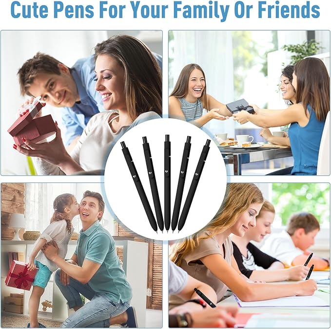 Thenshop Gel Ink Pen Retractable Ballpoint Pens with 0.5 mm Black Click Refill Smooth Writing Cute Quick Dry Fine Point Piloting Aesthetic(20 Pcs,Black Color)