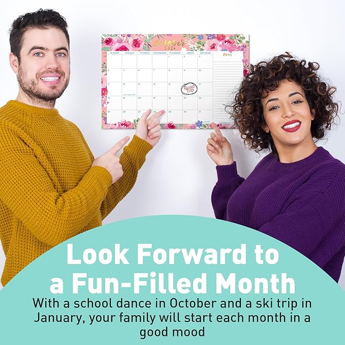 S&O Watercolor Floral Large Desk Calendar from July 2025 to Dec 2026 - Tear-Away Table Calendar 2025-2026 - Desktop Blotter - Academic Desk Planner - Desk Pad Large - 11x17in