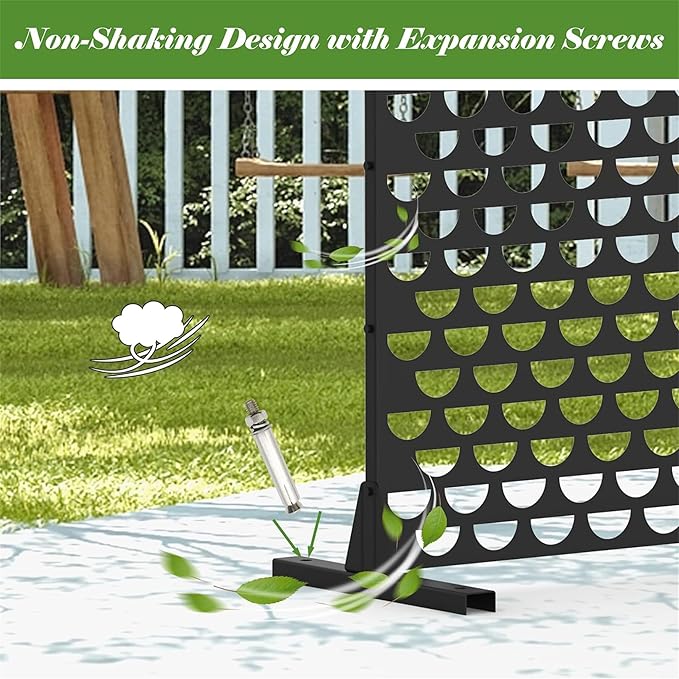 NicBex Room Divider 1 Panel Room Dividers with Semicircle Pattern Design Partition Room Dividers and Metal Privacy Screens Wall Divider for Outdoor, Room Separation,48.31"W x 15.75"D x 70.75"H, Black