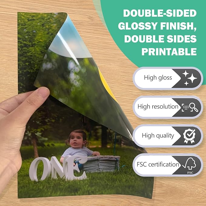 Double Sided Glossy Photo Paper 4x6, Thick Glossy Paper for Cardstock, 100 Sheets 61lb for Inkjet Printer