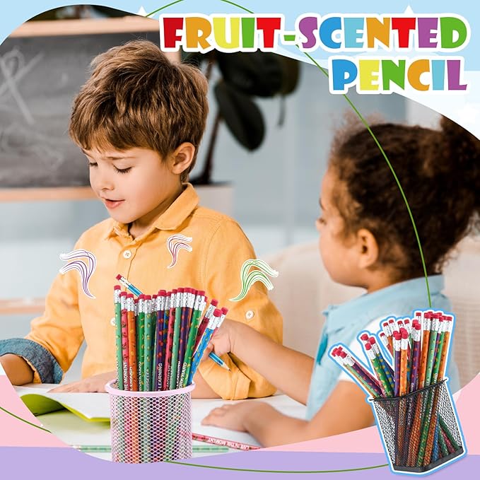 60 Pcs Scented Pencils Bulk for Kids Inspirational Motivational Cute Fun Fruit Wood Smelly Graphite Pencils with Erasers for School Classroom Office Students Girls Boys Gifts Supplies