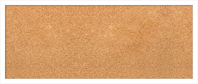Amanti Art Natural Cork Board for Wall, 13x31 Vision Board with White Frame, Medium Corkboard Office Decor for Home Organization, Modern Corkboard Pinboard to Display Items for Home Organization in
