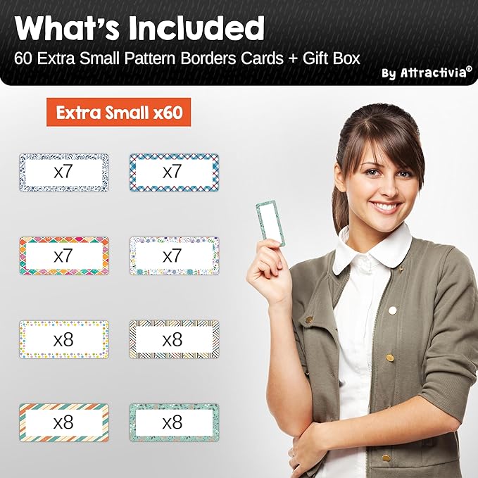 Erase Magnetic Labels 2.8 x 1.2 in, Pattern Borders, Dry Erase Magnets, 60-Pack, White Erasable Write-On All-Purpose Labels, for Office, Education, Home, Whiteboard, Magnetic Name Tags