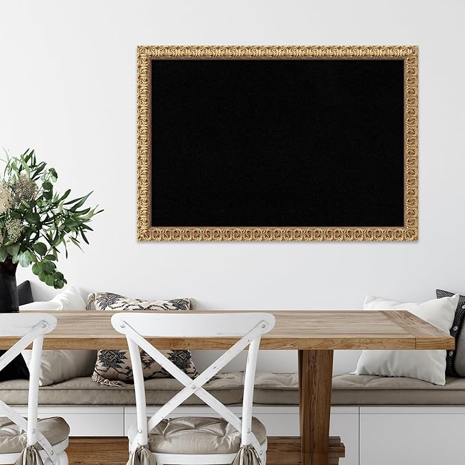 Amanti Art Black Cork Board for Wall, 27x39 Vision Board with Gold Wood Frame, Large Corkboard Office Decor for Home Organization, Traditional Corkboard Pinboard to display items for home organization