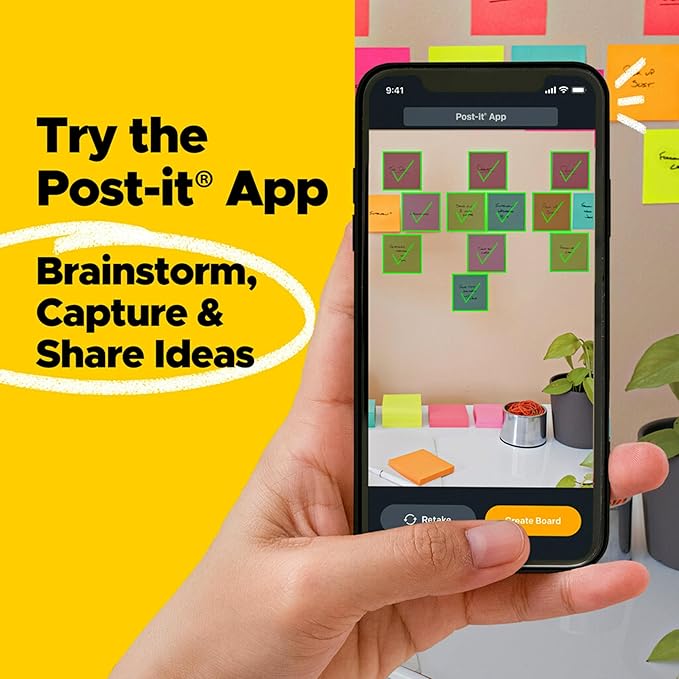 Post-it Super Sticky Notes, 3x3 in, 18 Pads, 2X The Sticking Power, Energy Boost Collection, Bright Colors, Recyclable (R330-18SSAUCP)