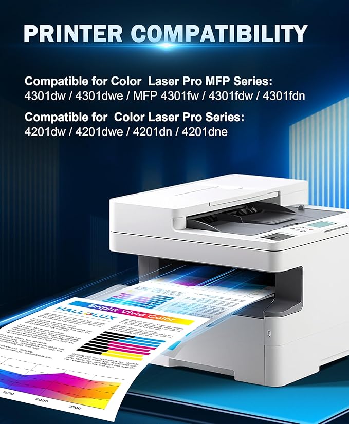 HALLOLUX 210X 210A Toner Cartridges 4 Pack (with Chip) Replacement for 210X W2100X 210A W2100A Compatible with Color MFP 4301fdw 4301fdn Pro 4201dw 4201dn Series Printer Toner (4-Pack)