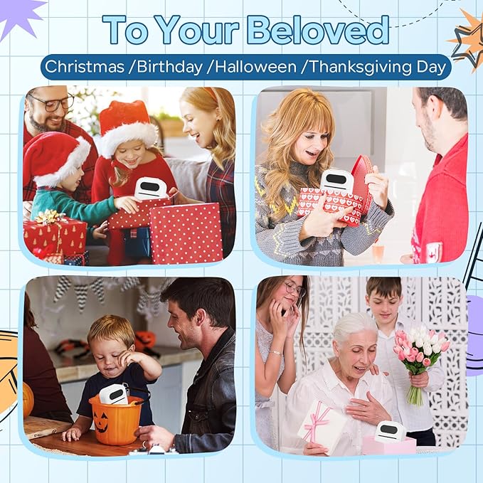 Print Pods Mini Printer, Sticker Maker Machine Y02C, Mini Portable Printer with 1 Roll Paper, Bluetooth Inkless Receipt for Phone, Thermal Portable Maker for Journal, Note, Photos, Learning