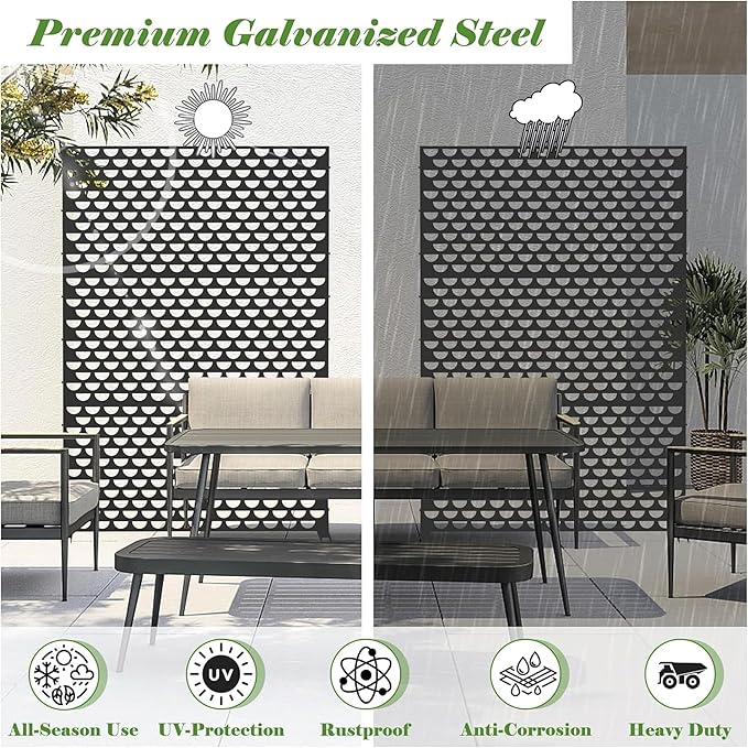 NicBex Room Divider 1 Panel Room Dividers with Semicircle Pattern Design Partition Room Dividers and Metal Privacy Screens Wall Divider for Outdoor, Room Separation,48.31"W x 15.75"D x 70.75"H, Black