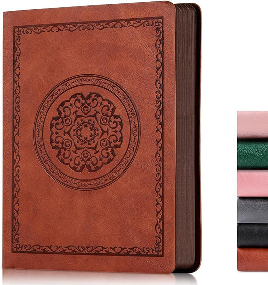 2025 Leather Vintage Journal Notebook,300 Pages,Leather Softcover Lined Journal Notebooks for Women Men,Notebook Journals for Writing Travel,Business,Office,7.1'' X 9.8''