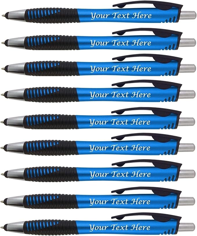Personalized Pens with Your Custom Logo or Text-250 Pack Bulk-for Businesses, Parties, and Events, 2 in 1 Capacitive Stylus & Ballpoint Pen Compatible with Most Touchscreen Devices, L'Blue