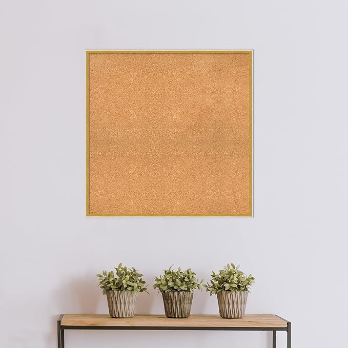 Amanti Art Natural Cork Board for Wall, 33x33 Vision Board with White Frame, Large Corkboard Office Decor for Home Organization, Modern Corkboard Pinboard to Display Items for Home Organization in