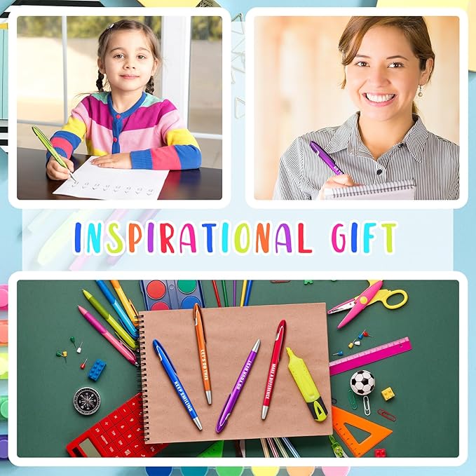 Lincia 100 Pcs Inspirational Ballpoint Pens Bulk Retractable Medium Point Pens with Black Ink Inspiration Thank You Gifts for Teacher, Back to School, Christmas